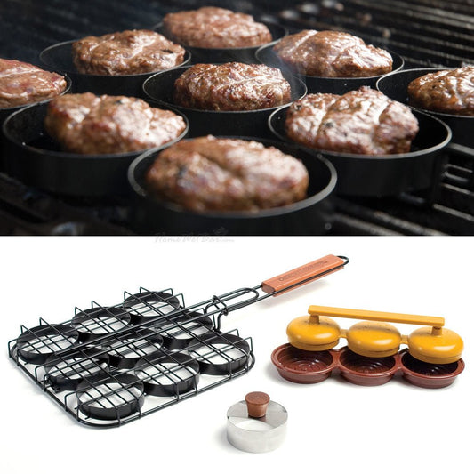3-in-1 Sliders Grill Basket, Bun Cutter, and Mini Burgers Press
